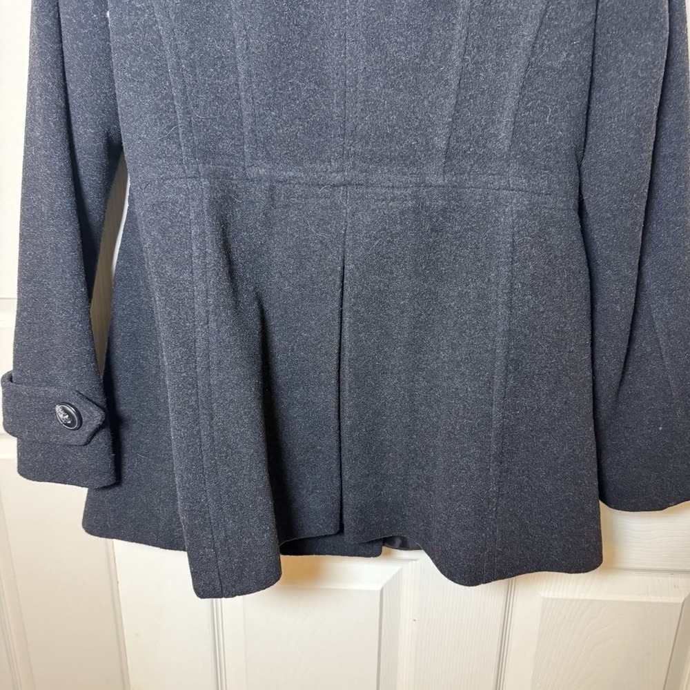London Fog Women's Wool Blend Double Breasted Pea Coat Dark Grey L Classic - Picture 8 of 12